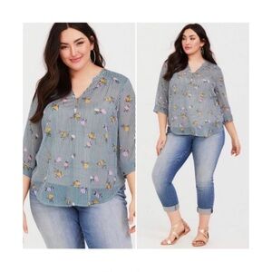 TORRID Striped Floral Blouse